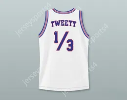 CUSTOM NAY Mens Youth/Kids TWEETY BIRD 1/3 TUNE SQUAD BASKETBALL JERSEY WITH SPACE JAM PATCH TOP Stitched S-6XL