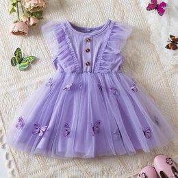 Girl Dresses Summer Toddler Dress Baby Clothes Butterfly Tutu Sleeveless Kids Tulle Vest Party Birthday 1-5Y