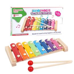 Children's Wooden Musical Xylophone Instruments Baby Toy 8 Keys Hand Knocks With Mallets Preschool Educational Toys Birthday Gift For Kids Girls Boys s