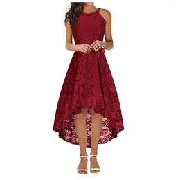 Casual Dresses Elegant Embroidery Lace Party Women Sexy Sleeveless Irregular A Line Dress Lady Solid Formal For Wedding Guest