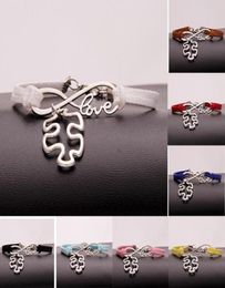 10pcslot Infinity Love 8 Autism Puzzle pendant Bracelet Charm Pendant WomenMen Simple BraceletsBangles Jewellery Gift A14725802171571979