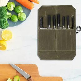 Storage Bags Cutlery Roll Portable Canvas Tableware Bag Thickened Button Travel Packaging Box Knife Fork Spoon Pouch