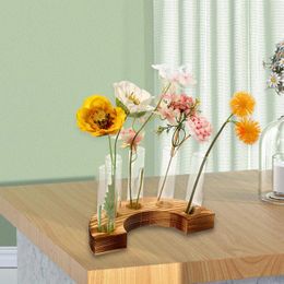 Vases Glass Test Tube Plant Terrarium With Wooden Stand Propagation Station