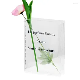 Vases Clear Book Flower Vase Acrylic For Home Decor Aesthetic Room Artistic Cultural Flavor Unbreakable