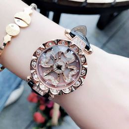 Clover Time Running Watch Womens Cool Luxury Fashionable Diamond Inlaid Love Waterproof Student Belt Quartz Watch