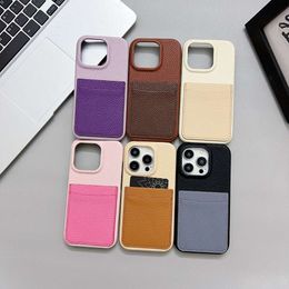 New Litchi Pattern Contrast Color Card Insert 15 PROMAX Adequado para iPhone 13/11/14 CASE X MULHERES