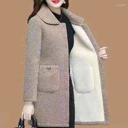 Women's Fur Winter Middle-Age Elderly Clothing Thicken Imitation Lamb Wool Coat Mother's Mid-Length Granular Velvet XL-6XL