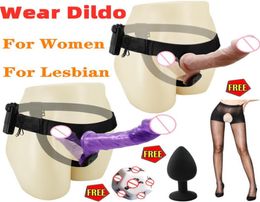 StrapOn Multispeed Big Double Dildo Vagina Vibrators For Lesbian Strapon Penis With Harness Belt Women Masturbation Adult Toy 21075260988