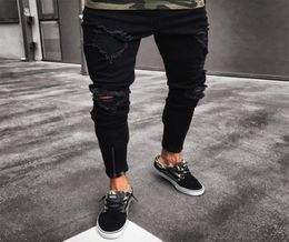 Men039s Jeans Cool Designer Brand Black Jean Skinny Ripped Destroyed Stretch Slim Fit Hip Hop Pants With Holes For Men8208572