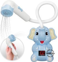 Baby bath toys Bathroom shower with shower thermometer Electric elephant water spray water toys Children tattoo toys 240506
