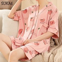 Women's Sleepwear SUKAE womens summer cool model pajamas M-5XL kimono mens large V-neck pajamas cartoon pajamas casual womens pajamas WX