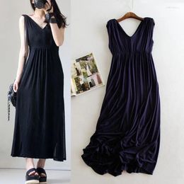 Casual Dresses Spring Summer 2024 Woman Tank Dress Modal Sexy Camisole Elastic Female Home Beach V-neck Camis #02