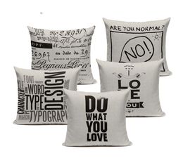 Custom Cushions Black White Elegant Letter Cushion Cover Decorative Pillows For Sofa Home Bubble Chair Woven Linen Throw Pillow4666157