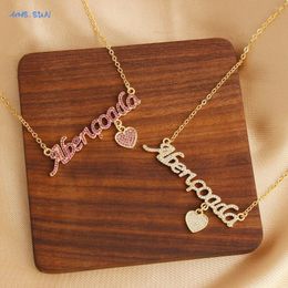 Chains SUNSLL Trendy Cubic Zircon Heart Pendants Necklaces Personalized Letters Gold Plated For Women Girls Party Jewelry Gifts