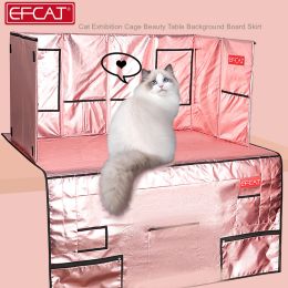 Cages EFCAT Cat Cage Beauty Table Background Board Skirt Award Flower Tablecloth Tool Cloth for Cat Exhibition