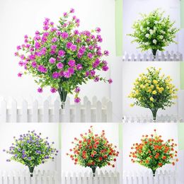 Decorative Flowers 6 Bundles Artificial Fake Faux Outdoor Plastic Plants UV Resistant Shrubs Outside Indoor Garden Decorations Eucalyptus