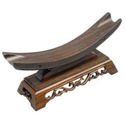 Jewelry Stand Sandalwood carved ivory bracket ox horn tray wooden sword display frame crescent collection exhibition Q240506