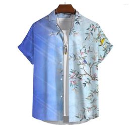 Men's Casual Shirts Summer Shirt Hawaiian Floral Pattern 3D Printed Outdoor Street Short Sleeve Button Men Beach Clothing