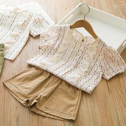 Clothing Sets Girl Clothes 2024 Summer Lace Blouses Shorts Baby Two-piece Set