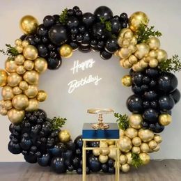 160PcsSet Black Gold Birthday Balloons Arch Chrome Garland for Anniversary Graduation Party Baby Shower Decor 240417