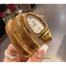 Designer Automatic 32mm Size of Ladies Watch Adopts the Double Surround Type Snake Shape Imported Quartz Movement Diamond Bez 61