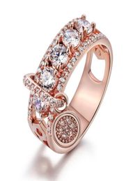 Infinity 925 Sterling Silver White Clear Topaz CZ Diamond Key Ring Women Engagement Wedding Bridal Rings Gift1931901