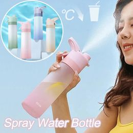650ml Spray Water Bottle Portable Outdoor Sport for Girls Gym Fitness Drinking Drinkware Hiking Riding 240420
