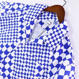 Original Designer Rhuder Shirts High Edition Spring/summer New Checkerboard American High Street Trend Casual Loose Short Sleeve Shirt