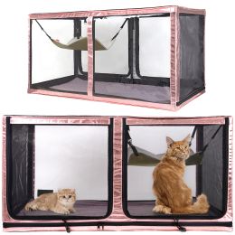 Cages Cat Cage Competition Set Transparent 3D Display Free Offer Cat Hammock Folding Litter Box