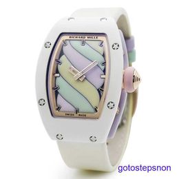 RM Movement Wrist Watch Rm07-03 Automatic Mechanical Watch Womens Rm07-03 Cotton Candy Hollow Ceramic Female Style
