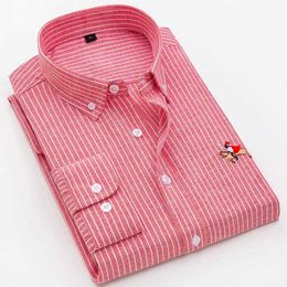 Men's Dress Shirts Plus Size Stripe oxford Fabric Excellent Comfortable Slim Fit Button Collar Business Men Casual Long sles Shirts Tops CS123 d240507