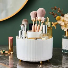 Bins Round Makeup Brushes Cup Large Capacity 5 Slots Cosmetic Display Case Makeup Brush Holder for Vanity Decor/Bathroom Countertops