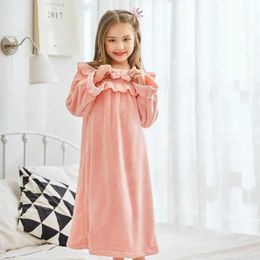 Pajamas Childrens flannel evening dress autumn and winter baby girls warm and dense pajamas childrens casual evening dress girls family clothingL2405