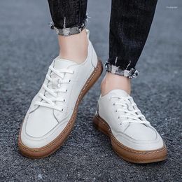 Casual Shoes Men Top Layer Cow Leather Small White Fashion Sneakers Breathable Spring Designer Loafers