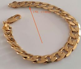 18ct Yellow Gold GF Heavy Miami Curb Cuban Link Chain Mens Bracelet Solid Genuine Chunky Jewellery 21cm8417846