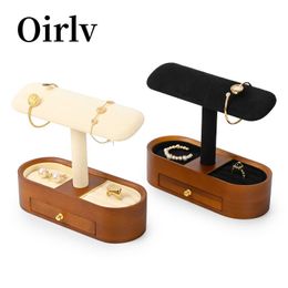 Jewellery Stand Oirlv Wooden Type Display Earring Organiser Solidwood T-shaped Q240506