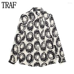 Women's Blouses 2024 Print Oversized Shirt Women Beach Button Up Shirts For Long Sleeve And Woman Collar Blouse Female