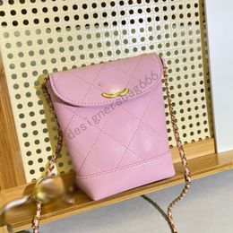 2024 Luxury Purse Shoulder Cross Handbag Ladies Designer Mini Drawstring French Fries Bucket Bag Gold Ball Lambskin Leather Diamond Lattice Metal Hardware Chain