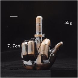 Lighters Unusual Middle Finger Jet Torch Lighter Creative Straight Flame Butane Compact Refillable Gas With Sound Gadgets For Men Spoo Dh2Fw