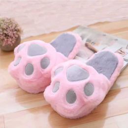 Slipper Kaii cartoon plush slippers cartoon animals pink and Grey cls black girls non-slip indoor floor shoes Christmas gifts.