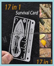 Other Home Garden 17 In 1 Portable Outdoor Mtifunction Tool Hunting Survival Cam Military Credit Card Knife Hook Fishing Gear Dr7082855