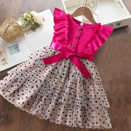 Girl Dresses 2-6Y Toddler Baby Girls Polka Dot Dress Patchwork Layered Tulle Tutu Birthday Party For Summer Children Clothing