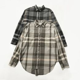 2023 Early Autumn New Women Simple Silhouette Plaid Colour Spinning Colour Matching Flannel Shirt