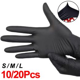 Gloves 20Pcs Nitrile Disposable Gloves Waterproof Latex Free Black Cooking Kitchen Food Gloves Laboratory Cleaning Car Repairing Gloves