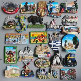 Fridge Magnets Italy Switzerland Interlaken Jakarta Punta Cana Creece Stockholm Refrigerator Magnet Travel Souvenir Magnetic Refrigerant Sticker WX