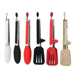 Utensils 9inch food tongs Stainless steel tongs Silicone nonstick cooking clips Outdoor Barbecue salad bread tools Kitchen accessories