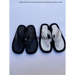 the row 2022 summer new style of the slippers women's thick bottom row Flip-flops real leather wallet toe sandal muffin casual fashion ins