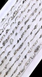 Bulk lots 100pcs Antique Silver Multistyles Mix Charm Ring for Women Vintage Ladies Flower Bohemian Finger Ring Retro Jewelry 2024493367