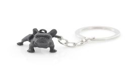 Metal Black French Bulldog Key Chain Cute Dog Animal Keychains Keyrings Women Bag Charm Pet Jewellery Gift Whole Bulk Lots 2206806037