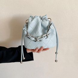 Totes TOUTOU Genuine Leather Quilted Drawstring Bucket Bag For Women With Chain Strap Crossbody Handbag Daily Use And Commuting